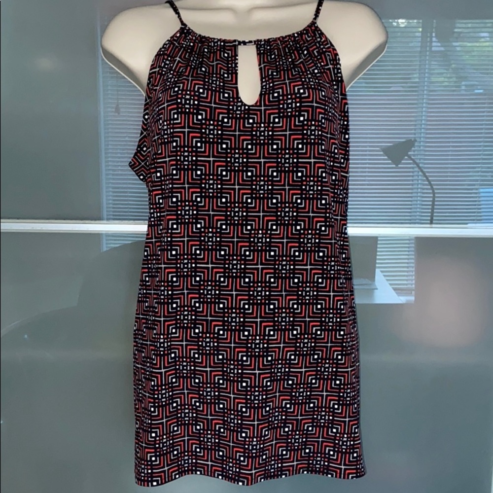 BANANA REPUBLIC PRINT KEYHOLE CUTOUT NECKLINE SPAGHETTI STRAP HALTER TOP